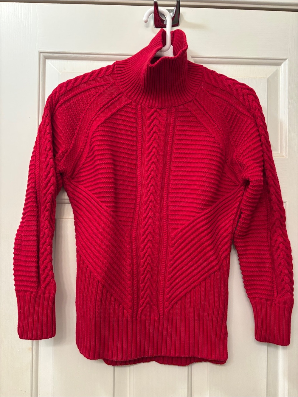 Banana Republic Red Cable-Knit Turtleneck Sweater